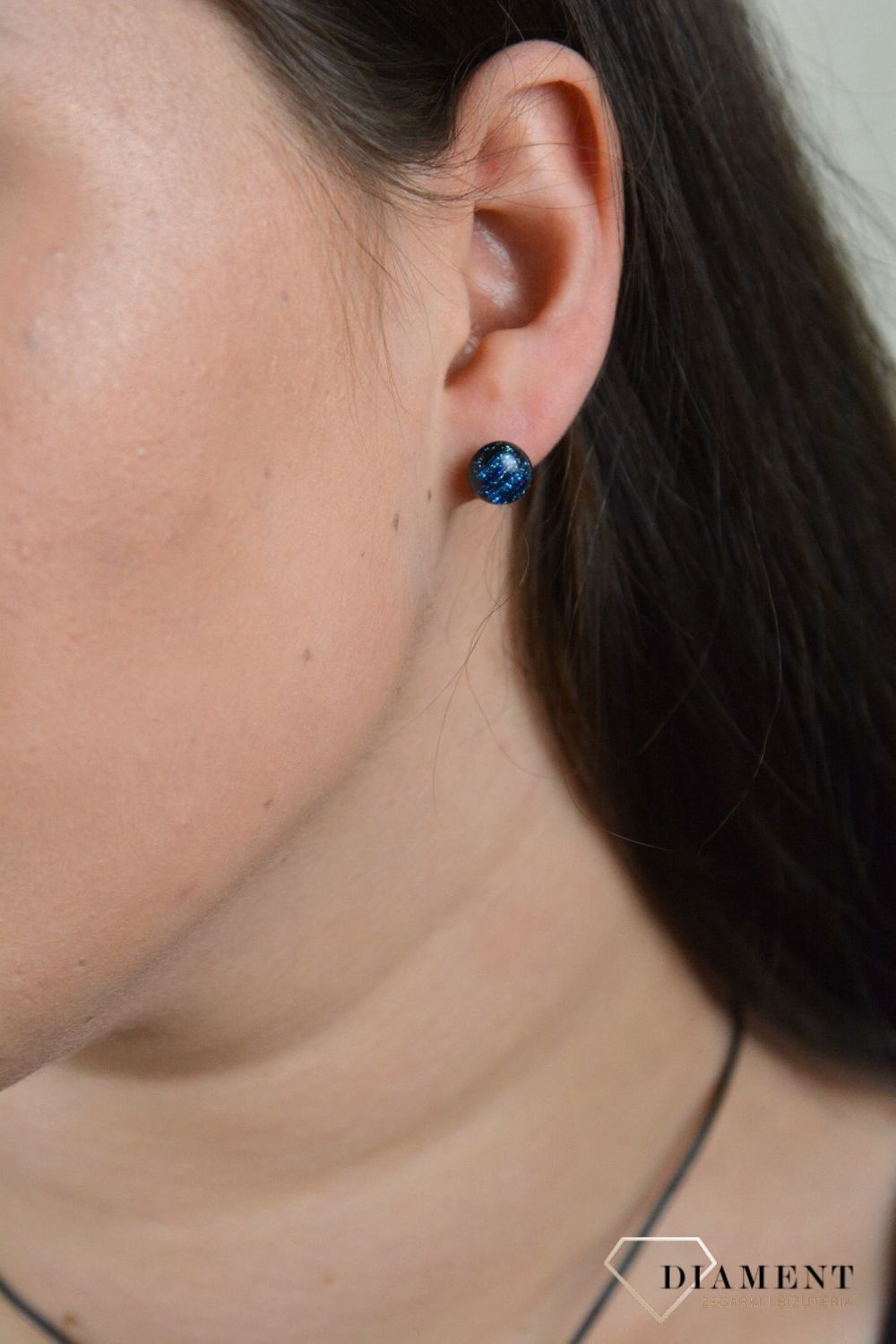 Srebrne kolczyki szkło weneckie 'Czerń z odcieniami niebieskiego' Murano 40.jpg